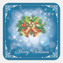 Hübsch Blau und Weiß frohe Weihnachten Quadratischer Aufkleber