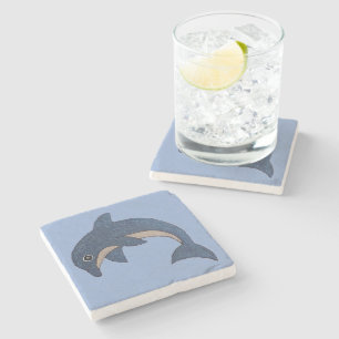 Hübsch Blau-Weiß Jumping Dolphin Cool Swirl Auge Steinuntersetzer