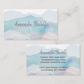 hübsch blaue Aquarellfarbe abstrakt künstlerisch Visitenkarte (Vorne/Hinten)