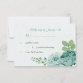 hübsch blaue blühende grüne Blätter RSVP Karte (Vorderseite)