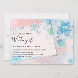 Hübsch blaue Blumen auf einer rosa Hintergrundhoch Einladung