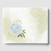 hübsch blaue Blumen grün Blätter geometrisch Gästebuch (Rückseite)