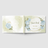 hübsch blaue Blumen grün Blätter geometrisch Gästebuch (Voll)