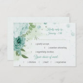 hübsch blaue Blumen, grüne Blätter - Auswahl RSVP Karte (Vorne/Hinten)