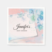 Hübsch blaue Blüten auf rosa Hintergrund Babydusch Serviette (Vorderseite)