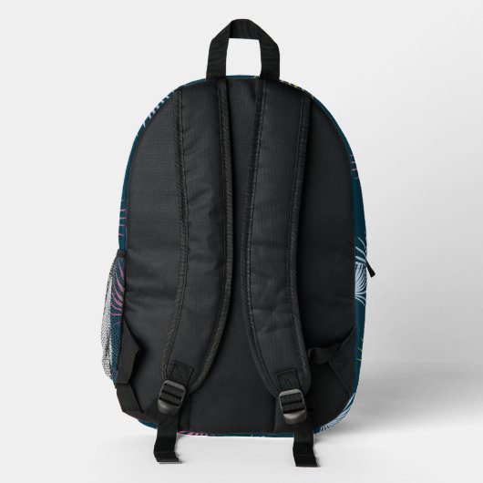 Hübsch-blaue Muster-Monogramm-Initialen Bedruckter Rucksack (Rückseite)