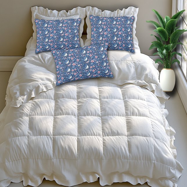 Hübsch Blaue Vögel Rosa Rosen Elegante Dekokissen (Von Creator hochgeladen)