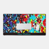 Hübsch Blauer Blumenmosaik Personalisiert Schreibtischunterlage (Tastatur & Maus)