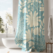 Hübsch Blauer Blumenmuster Duschvorhang