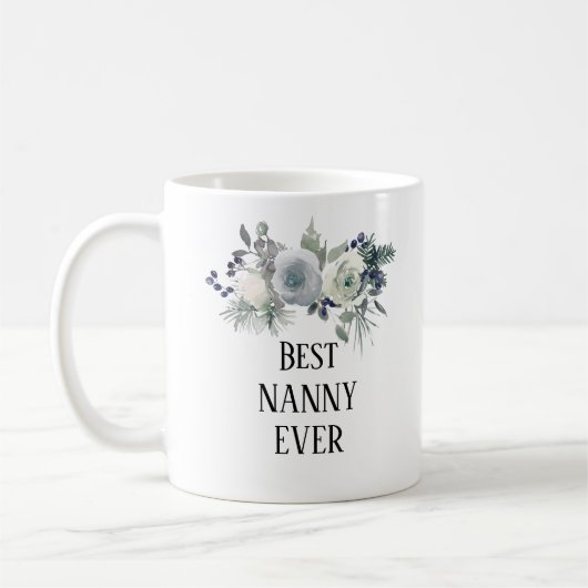 Hübsch Blauer Blumenstrauß Kindermädchen Kaffeetasse (Links)