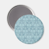 Hübsch blauer Damast Muster Magnet (Vorderseite/Rückseite)