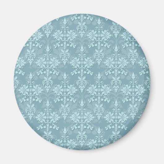 Hübsch blauer Damast Muster Magnet (Vorne)