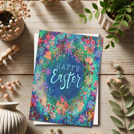 Hübsch Blauer Flora Inspirivity Happy Oaster Karte