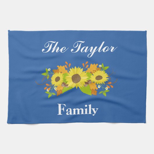 Hübsch Blauer Sonnenblume Geschirrtuch (Horizontal)