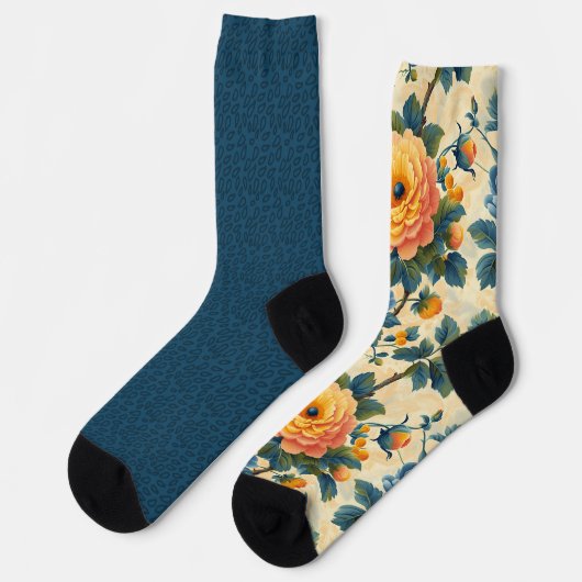 Hübsch-blaugelbe Muster ungleichmäßig Socken (Linkes Detail)