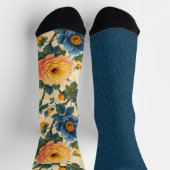 Hübsch-blaugelbe Muster ungleichmäßig Socken (Oben)