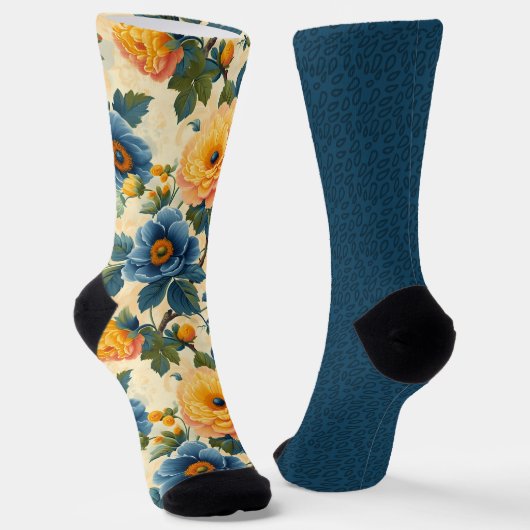 Hübsch-blaugelbe Muster ungleichmäßig Socken (Gewinkelt)