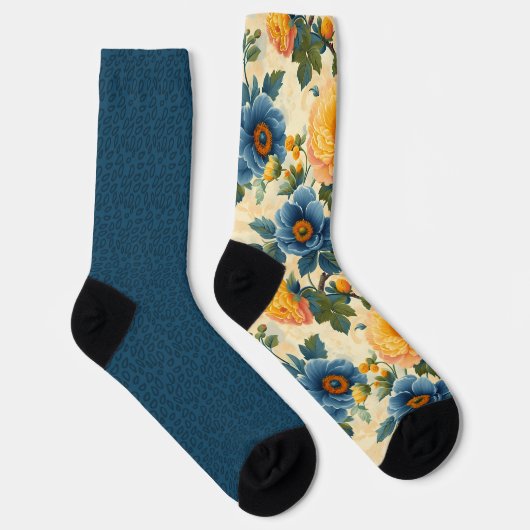 Hübsch-blaugelbe Muster ungleichmäßig Socken (Rechts)