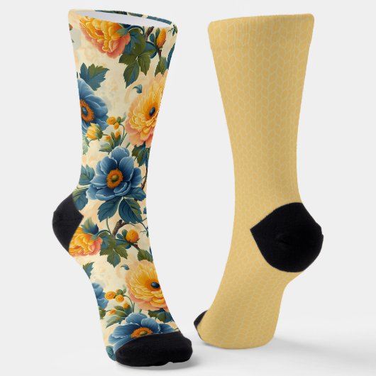Hübsch-blaugelbe Muster ungleichmäßig Socken (Gewinkelt)