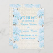 Hübsch bläulich-blühend Save the Date Ankündigungspostkarte (Vorne/Hinten)