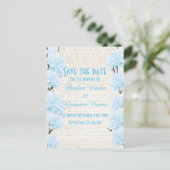 Hübsch bläulich-blühend Save the Date Ankündigungspostkarte (Stehend Vorderseite)