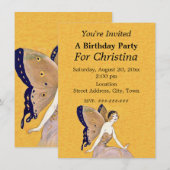 Hübsch Blond Birthday Fairy Butterfly Wings Yellow Einladung (Vorne/Hinten)