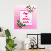 Hübsch Blonde Fairy Girl Happy Birthday Poster (Heimbüro)