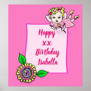 Hübsch Blonde Fairy Girl Happy Birthday Poster