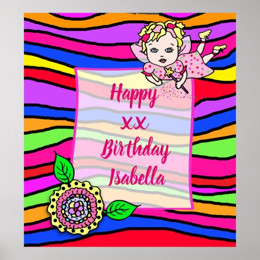 Hübsch Blonde Fairy Girl Happy Birthday Poster (Vorne)