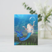 Hübsch Blonde Mermaid mit Blase Postkarte (Stehend Vorderseite)
