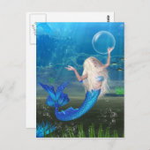 Hübsch Blonde Mermaid mit Blase Postkarte (Vorne/Hinten)