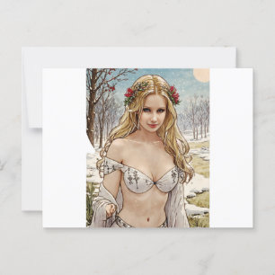 Hübsch Blonde V2 Mucha Art Postkarte