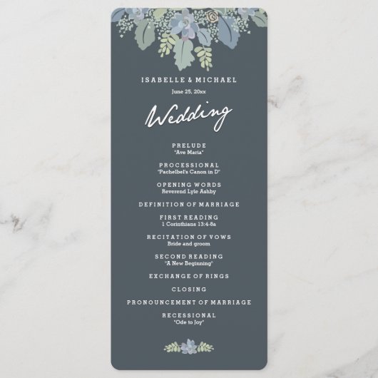 Hübsch Blooms Vintag Gardens Hochzeitsprogramm Programm (Vorderseite)