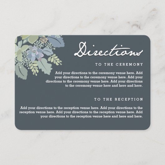 Hübsch Blooms Vintage Gärten Hochzeitsrichtungen Begleitkarte (Vorderseite)