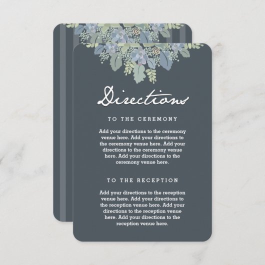 Hübsch Blooms Vintage Gärten Hochzeitsrichtungen Begleitkarte (Vorne/Hinten)