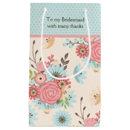 Hübsch Blue and Coral Floral Bridesmaid Gift Bag Kleine Geschenktüte