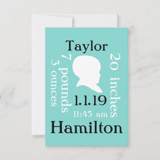 Hübsch Blue Birth Ankündigung (Vorderseite)