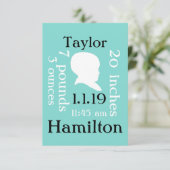 Hübsch Blue Birth Ankündigung (Stehend Vorderseite)