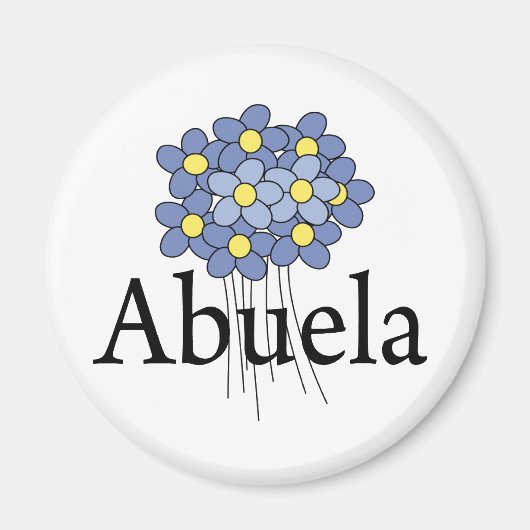 Hübsch Blue Blume Abuela T - Shirt Magnet (Vorne)