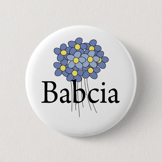 Hübsch Blue Blume Babcia T - Shirt Button (Vorderseite)