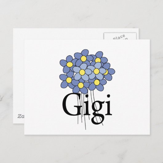Hübsch Blue Blume Gigi T - Shirt Postkarte (Vorne/Hinten)