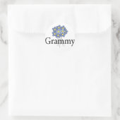 Hübsch Blue Blume Grammy T - Shirt Runder Aufkleber (Tasche)