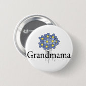 Hübsch Blue Blume Grandmama T - Shirt Button (Vorne & Hinten)