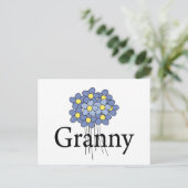 Hübsch Blue Blume Granny T - Shirt Postkarte (Stehend Vorderseite)