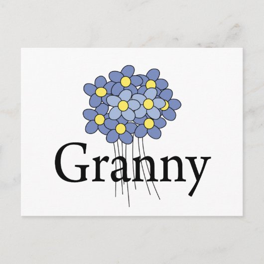 Hübsch Blue Blume Granny T - Shirt Postkarte (Vorderseite)