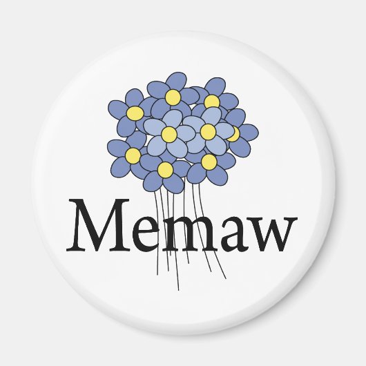 Hübsch Blue Blume Memaw T - Shirt Magnet (Vorne)
