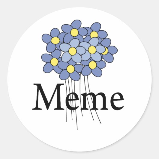 Hübsch Blue Blume Meme T - Shirt Runder Aufkleber (Vorderseite)