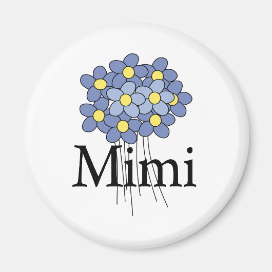 Hübsch Blue Blume Mimi T - Shirt Magnet (Vorne)