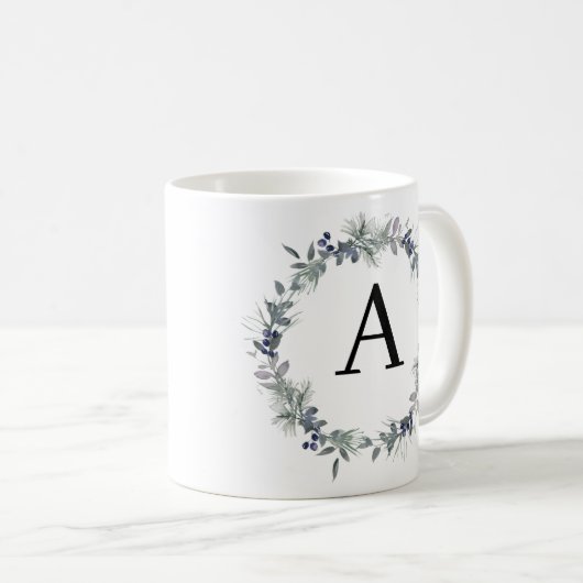 Hübsch Blue Blume Mit Monogramm beste Enkelin Kaffeetasse (VorderseiteRechts)