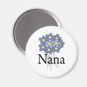 Hübsch Blue Blume Nana T - Shirt Magnet (Vorderseite/Rückseite)